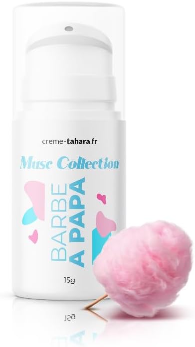 Musc Tahara Barbe à papa | Musc intime femme | Parfum sans alcool 15g | Texture épaisse blanche | Made In France | Testé dermatologiquement