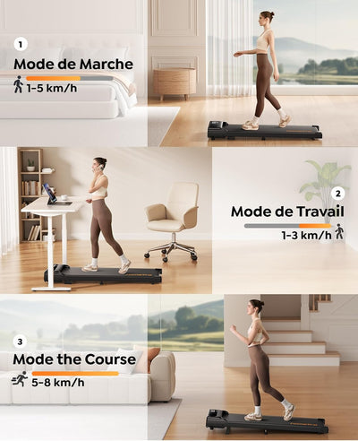 Tapis de Course - Tapis de Marche Inclinable avec 9% Incline - Moteur 2.5HP pour Maison et Bureau - Walking Pad Léger avec Affichage LED, Télécommande Mute, Idéal pour Running et Marche