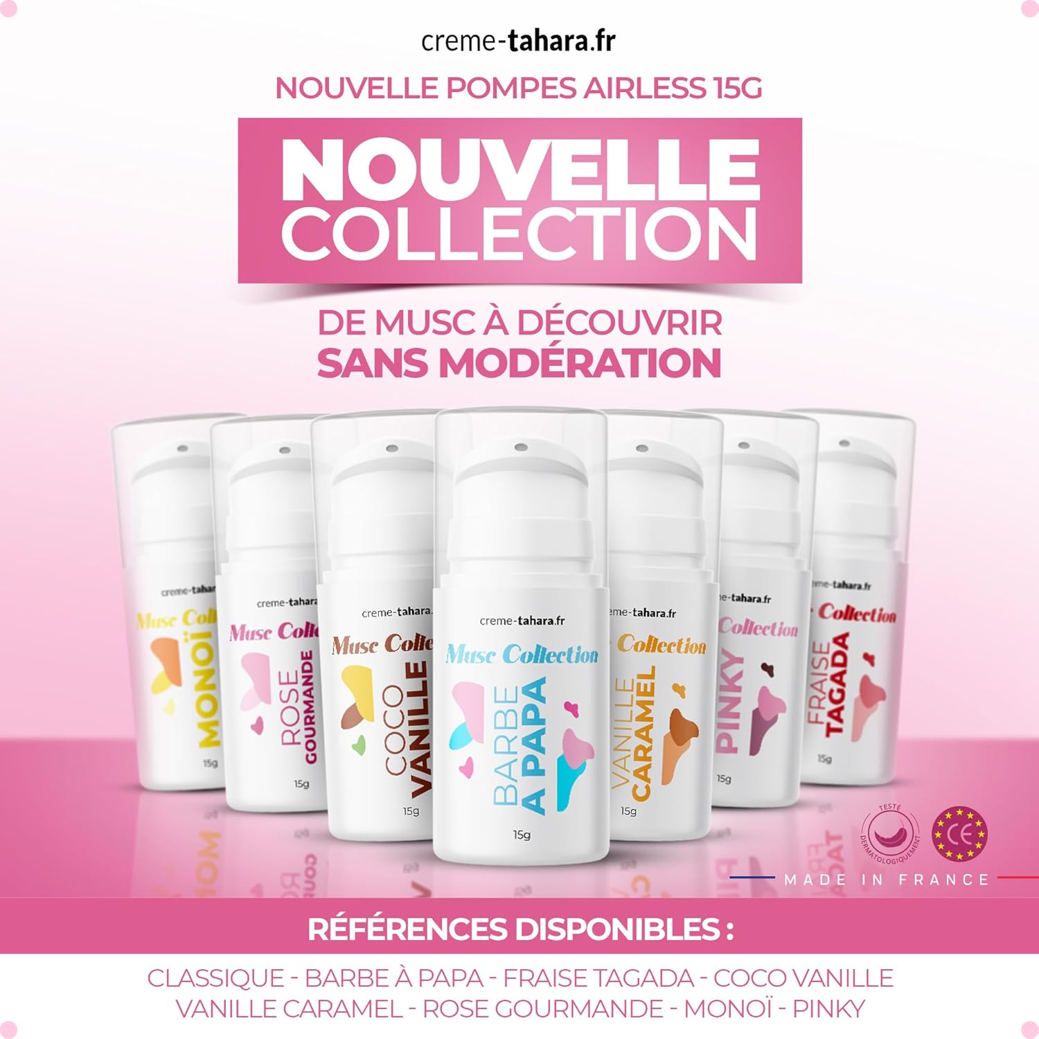 Musc Tahara Barbe à papa | Musc intime femme | Parfum sans alcool 15g | Texture épaisse blanche | Made In France | Testé dermatologiquement